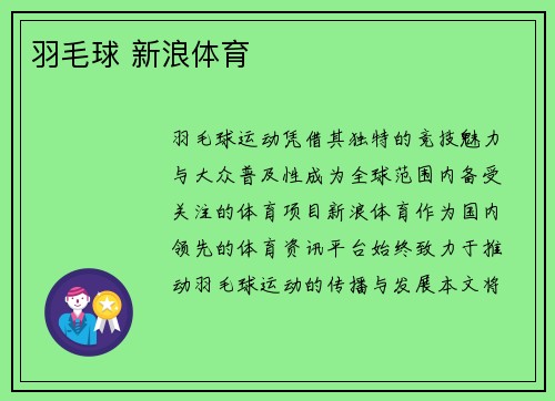 羽毛球 新浪体育